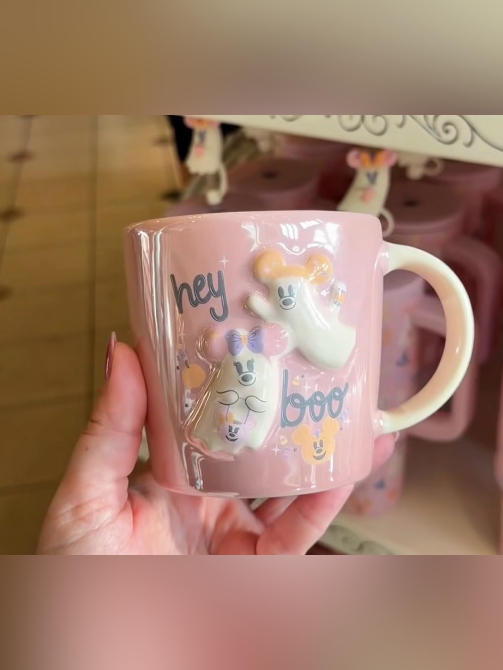 2026 Disney Parks Halloween Pastel Minnie Mouse Ghost Pink Coffee Mug New